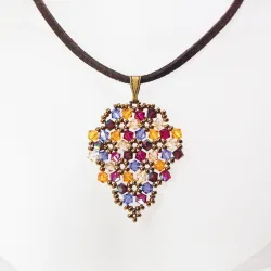 Pendant 45cm - Malvina Grapes-Chocolate Suedine - Pendant 45cm - Laiton bronze